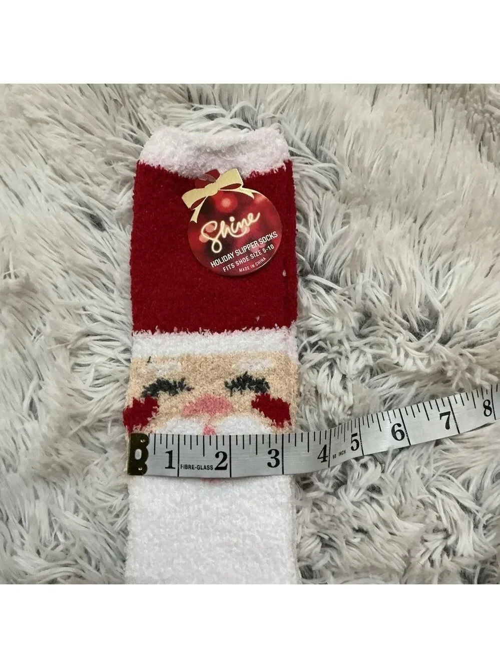 Kohls Shine holiday santa themed fuzzy sock